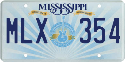 MS license plate MLX354