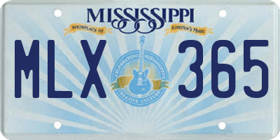 MS license plate MLX365