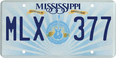 MS license plate MLX377
