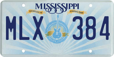 MS license plate MLX384