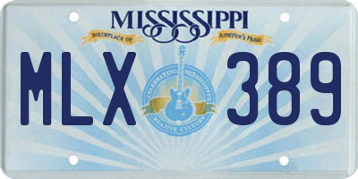 MS license plate MLX389