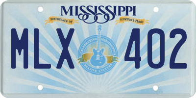 MS license plate MLX402