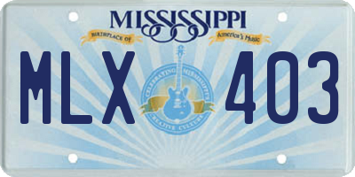 MS license plate MLX403
