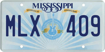 MS license plate MLX409
