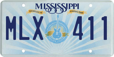 MS license plate MLX411