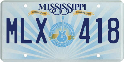 MS license plate MLX418