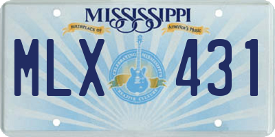 MS license plate MLX431