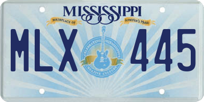 MS license plate MLX445