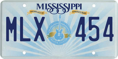 MS license plate MLX454