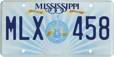 MS license plate MLX458