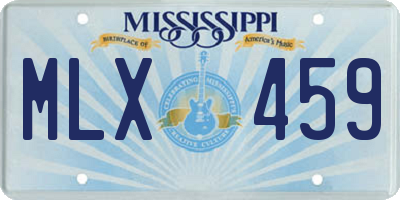 MS license plate MLX459