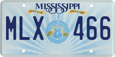 MS license plate MLX466