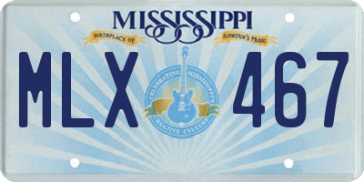 MS license plate MLX467