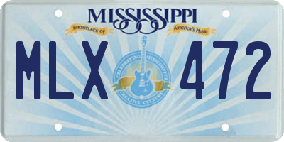 MS license plate MLX472