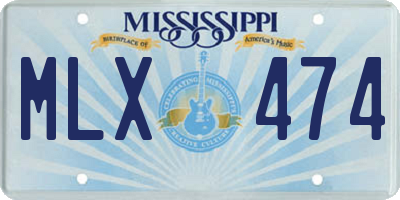 MS license plate MLX474