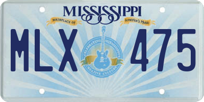 MS license plate MLX475