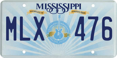 MS license plate MLX476