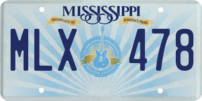 MS license plate MLX478