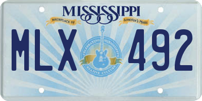 MS license plate MLX492