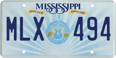 MS license plate MLX494