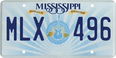 MS license plate MLX496