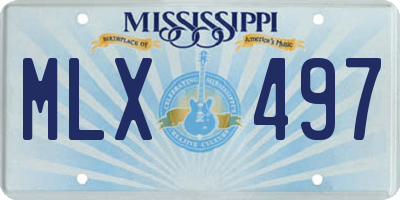 MS license plate MLX497