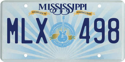 MS license plate MLX498
