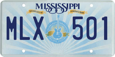 MS license plate MLX501