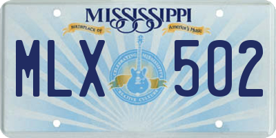 MS license plate MLX502