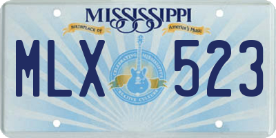 MS license plate MLX523