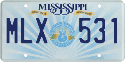 MS license plate MLX531