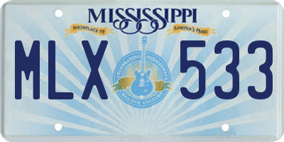 MS license plate MLX533