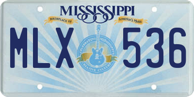 MS license plate MLX536