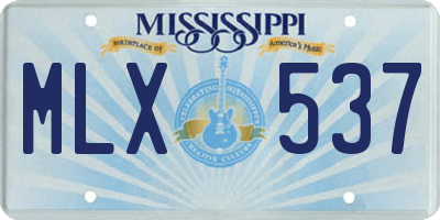 MS license plate MLX537