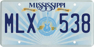 MS license plate MLX538
