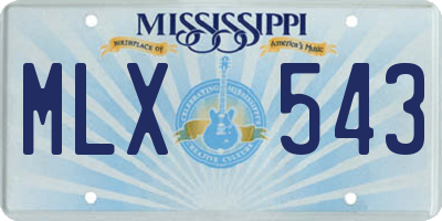 MS license plate MLX543