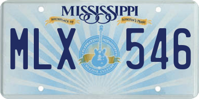 MS license plate MLX546