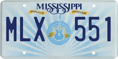 MS license plate MLX551