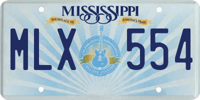 MS license plate MLX554
