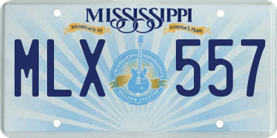 MS license plate MLX557