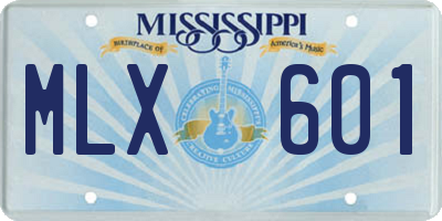 MS license plate MLX601