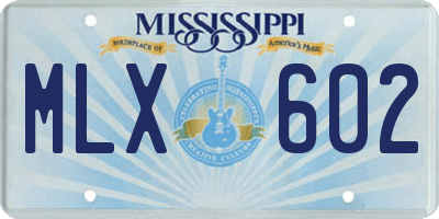 MS license plate MLX602
