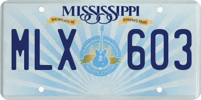MS license plate MLX603