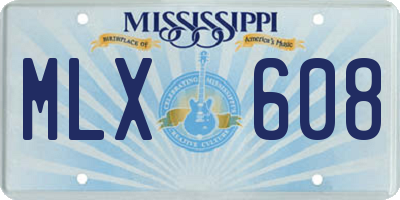 MS license plate MLX608