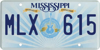 MS license plate MLX615