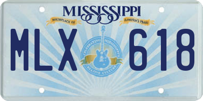 MS license plate MLX618