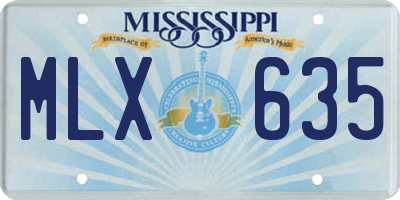 MS license plate MLX635