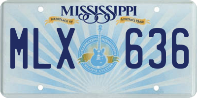 MS license plate MLX636