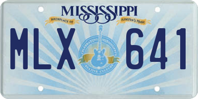 MS license plate MLX641