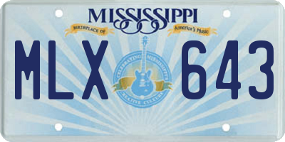 MS license plate MLX643